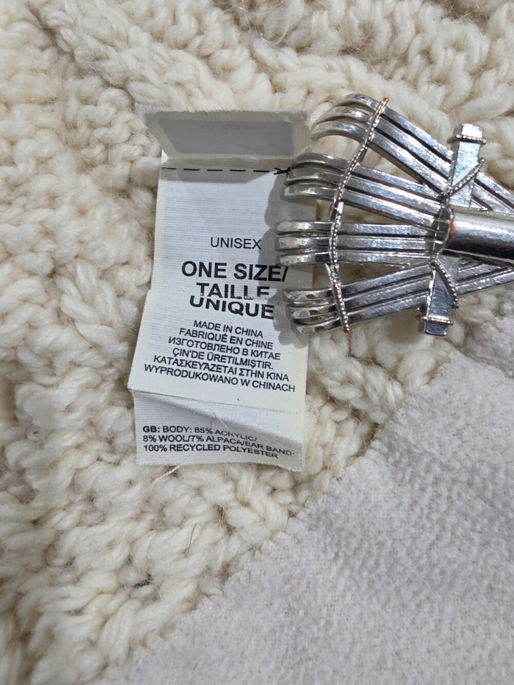 The North Face Cable Minna Beanie Cream Off-White Knit Fleece-Lined Winter Hat O - Picture 8 of 11